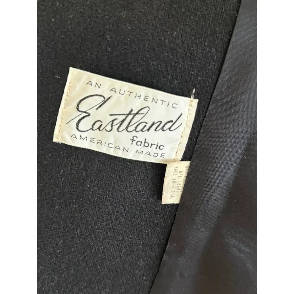 Vintage Black Wool Coat Long Double Breasted Minimalist Classic Coat‎ ✨